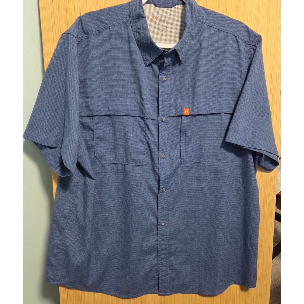 The American Outdoorsman Mens XL Blue Short Sleeve Fishing Hiking Mesh Back